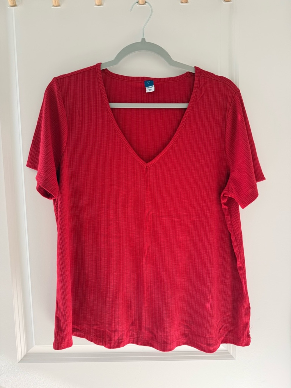 Old Navy Women's Ribbed V-Neck Short Sleeve Top - Red